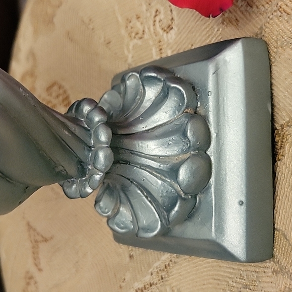 Candle Holder Greenish with Large White Real Candle Victorian Style - Picture 6 of 8